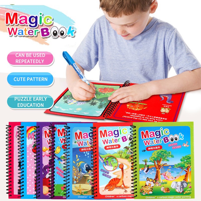 Reusable Magic Water Book Toddlers Children Stimulate Imagination Early Educational Toys Buku Mewarna Kanak-kanak 儿童水画本