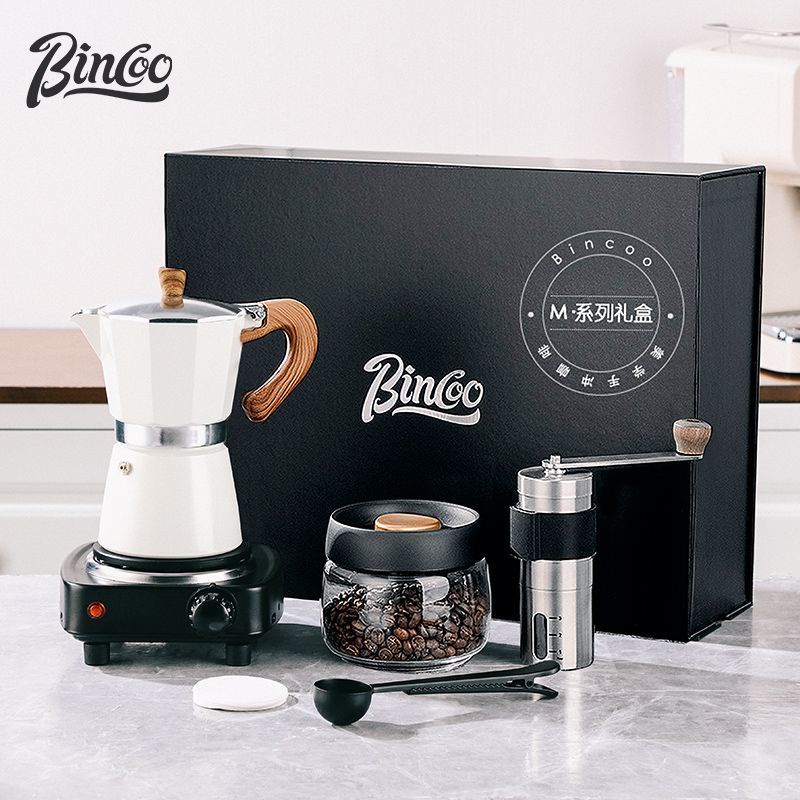 Bincoo Mocha pot electric stove coffee maker gift box set Espresso hand espresso maker bean grinder gift box set 摩卡壶电热炉煮咖啡器具礼盒套装意式浓缩手冲咖啡壶磨豆机