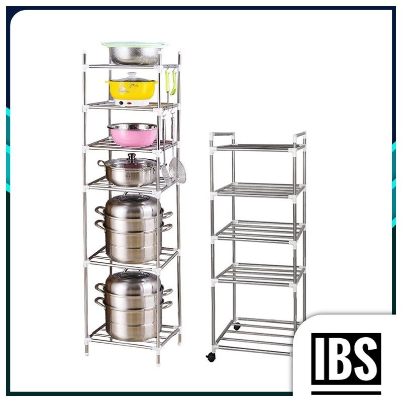 Ibs Stainless Steel Multifunction Kitchen Storage 6 Layer 5 Layer Rak 