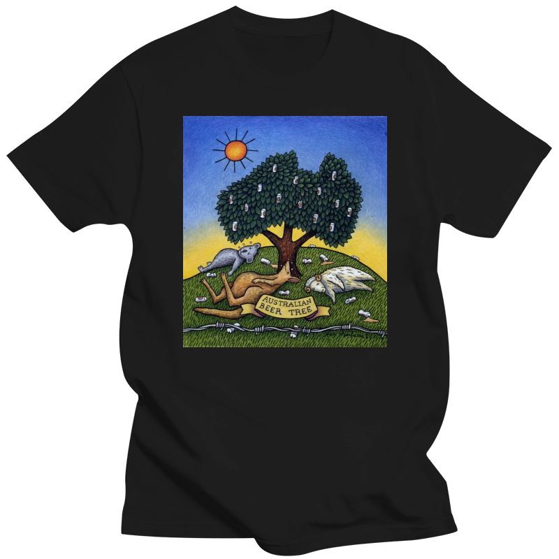 Men Tshirts Mens Clothing Popular Advance Mambo Australian Beer Tree Men'S Black T-Shirt S-3XL