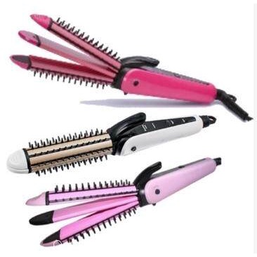 FREE GIFT (2 Pin Plug) Nova 3 In 1 Electric Hair Curler Roller Wave Straightener Curls Comb