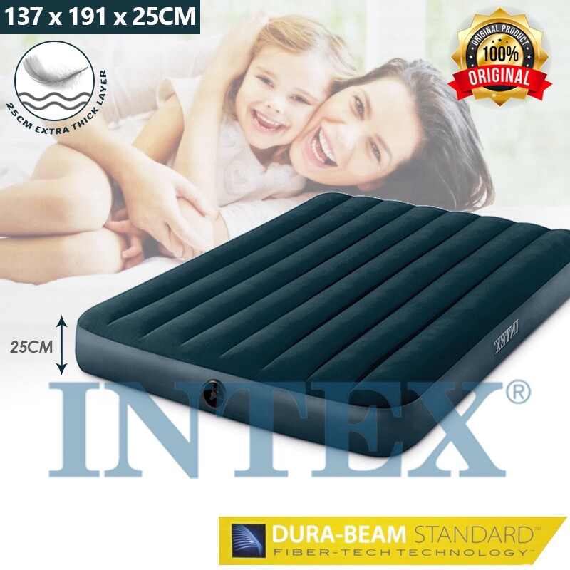 FREE GIFT  INTEX 5 Sizes Midnight Green 25cm Extra Thick Inflatable Air Bed Air Mattress Tilam Angin Sleeping Beds