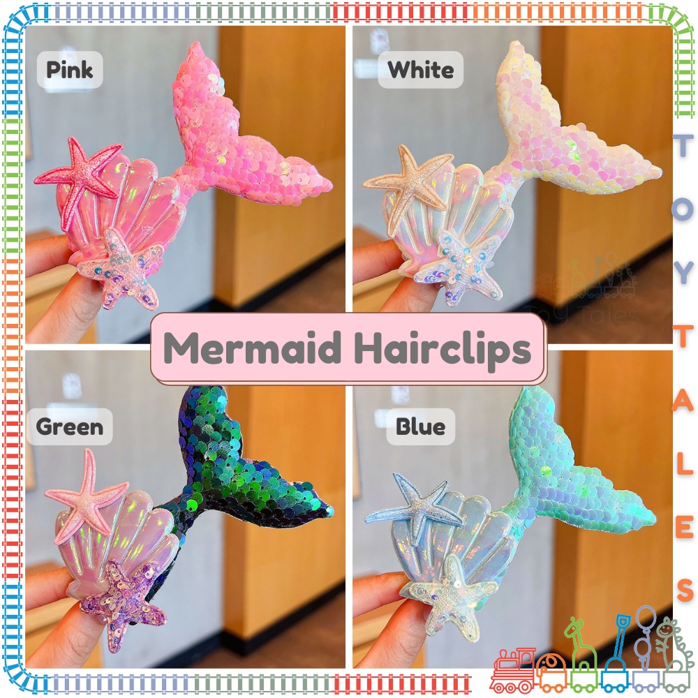 Kids Hair Clips Mermaid Tail Cute Kids Hair Accessory Shell Mermaid Ikat Rambut Baby Girl Pin Rambut Budak 儿童美人鱼发夹