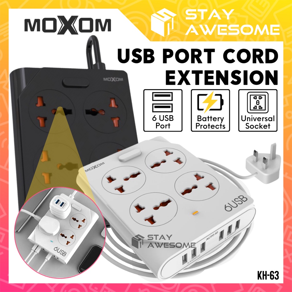 MOXOM Power Socket Extension Plug Heavy Duty Extension Wire Extension Cord MXKH63 Wayar