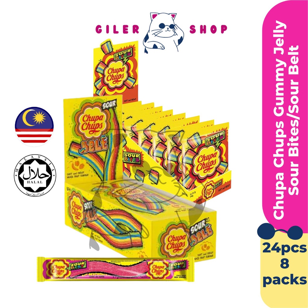 Chupa Chups Sour Bites 8pack Sour Belt Rainbow Sour Belt Gummy Jelly