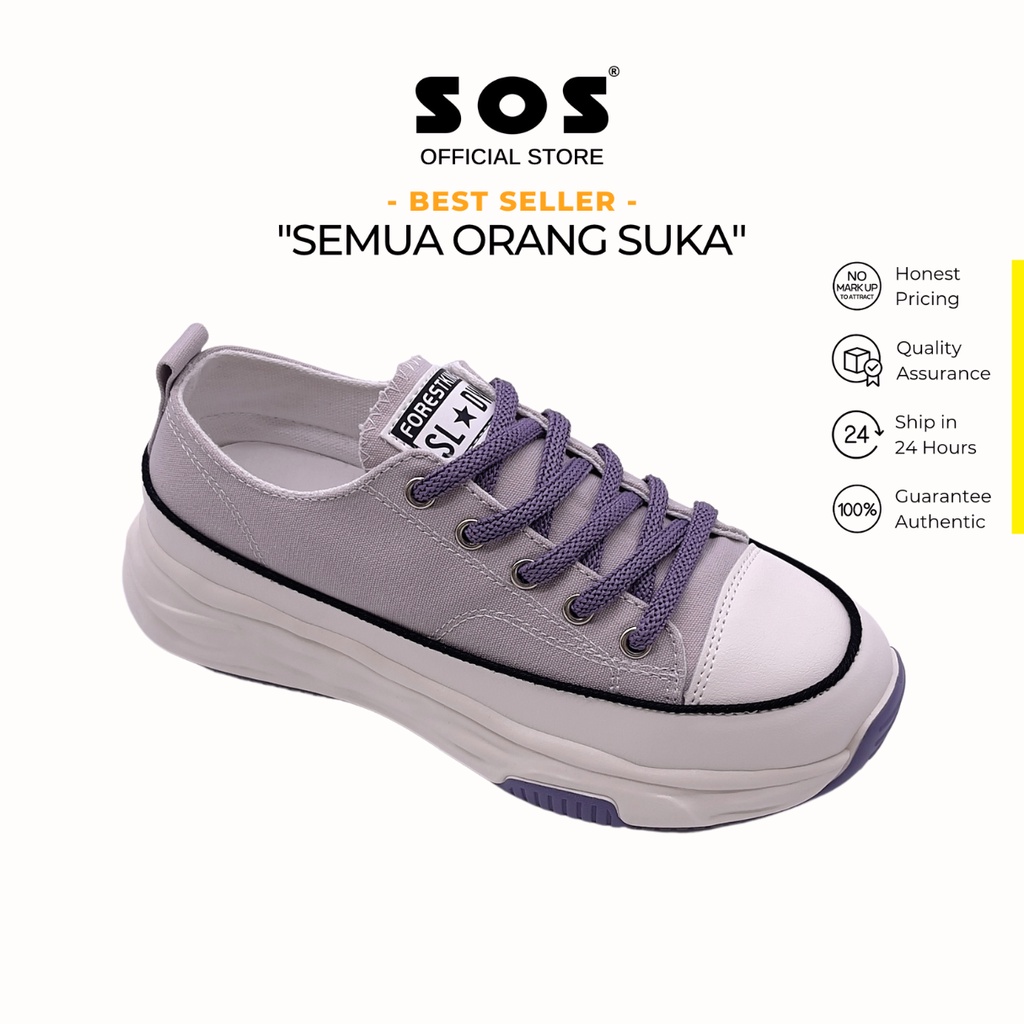 SOS Ladies Thick-Sole Casual Canvas Sneakers - 0921810Y | Shopee Malaysia