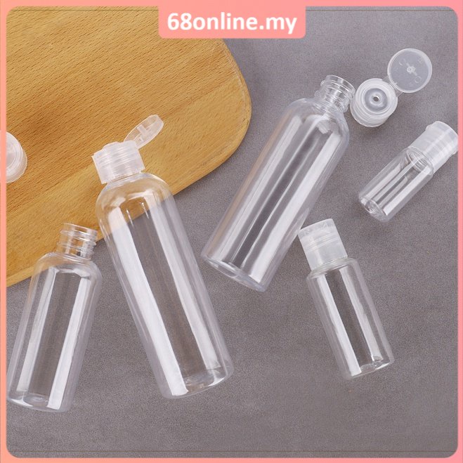 [Johor Seller] Reusable Travel Portable Dispencer Bottle Travel Flip Cap Transparent Travel Container Cosmetics Lotion