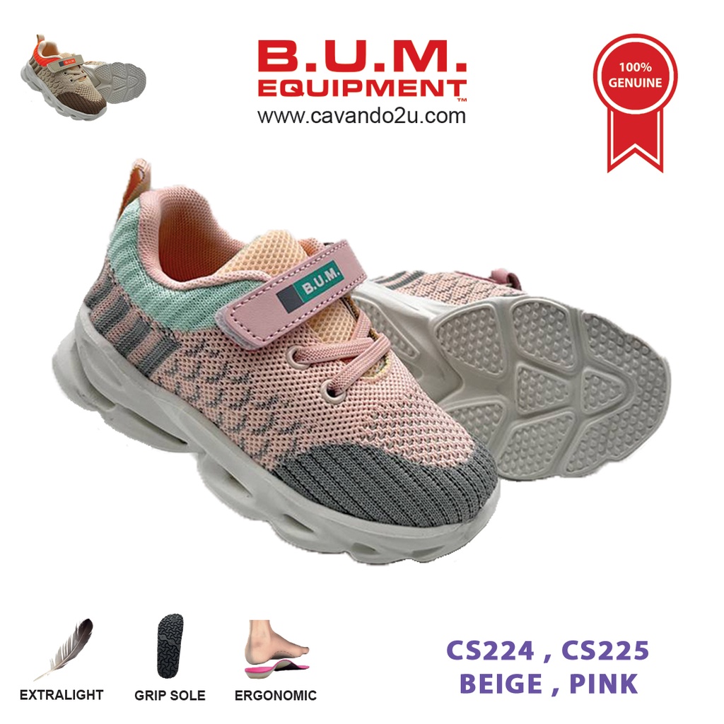 BUM Equipment Kid's LED Shoes Sneaker - Beige/Pink CS224/CS225