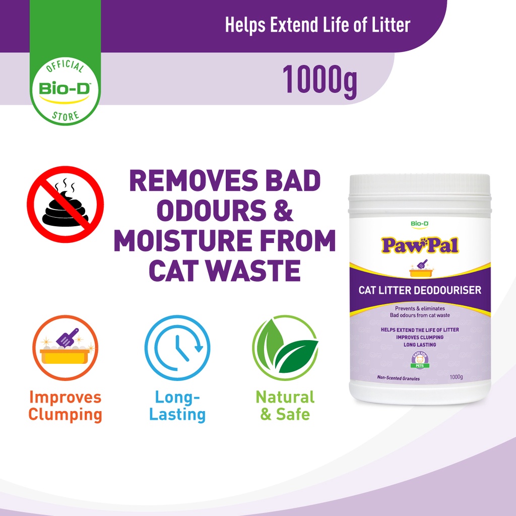BioD PawPal Cat Litter Deodouriser NonScented Granules (1000 g