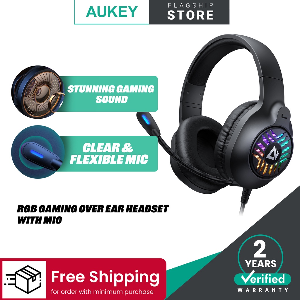 Aukey GH-X1 RGB Gaming Over Ear Headset with Mic | Shopee Malaysia