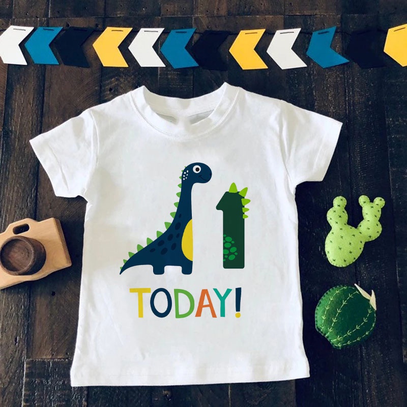 Birthday Party0/1/2/3/4,Funny Dinosaur Family Sets Animal Cartoon Boy&Girl Shirt Happy Birthday Dino Present Children's T-Shirt Nice Fabric Baby Clothing Fashion Gift Baby Boy Tops