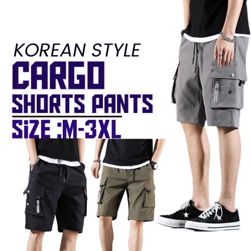 Cargo Shorts Men Casual Shorts Multi Pocket Korean Man Short Pants Men Shorts Seluar Pendek Lelaki