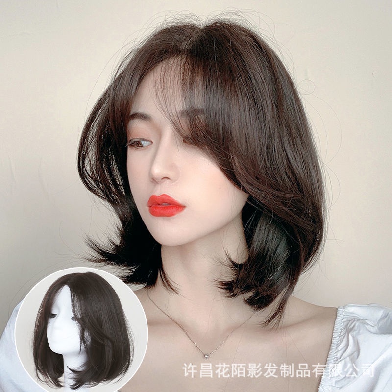 Wig Female Middle Short Hair Inner Buckle Bobo Head Pear Blossom Roll ...