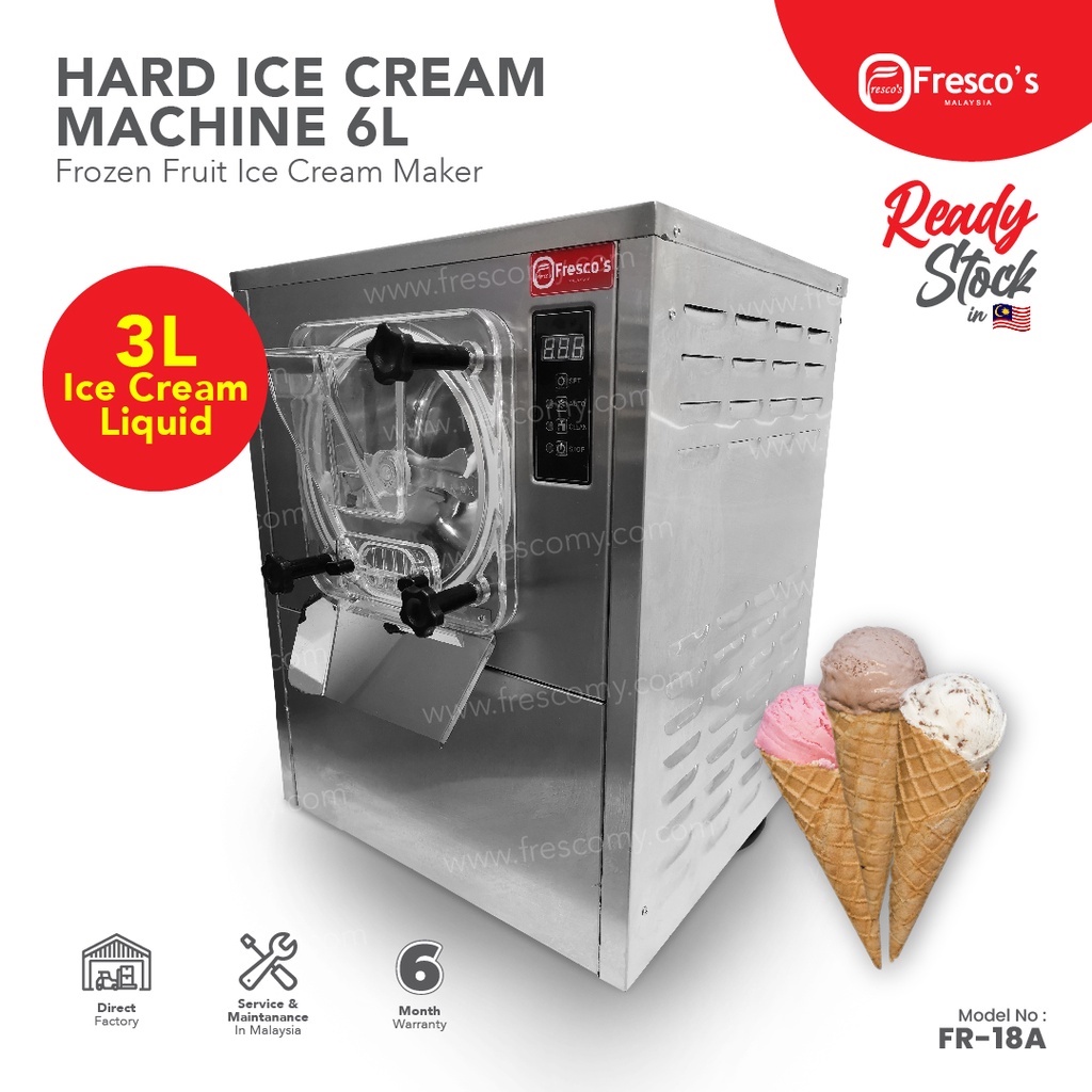 【READY STOCK】Fresco Hard Ice Cream Machine Frozen Fruit Ice Cream Maker 6L Aiskrim Colek Mesin Ice Cream Machine Auto