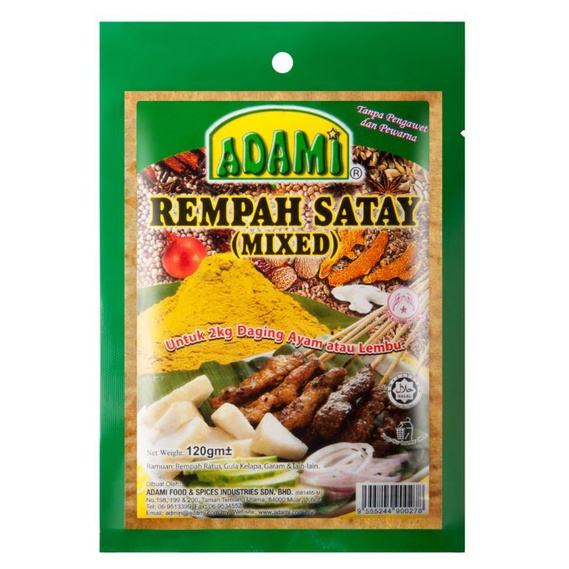 Adami Rempah Satay Mixed Serbuk Perap Daging Dan Ayam 120g Shopee