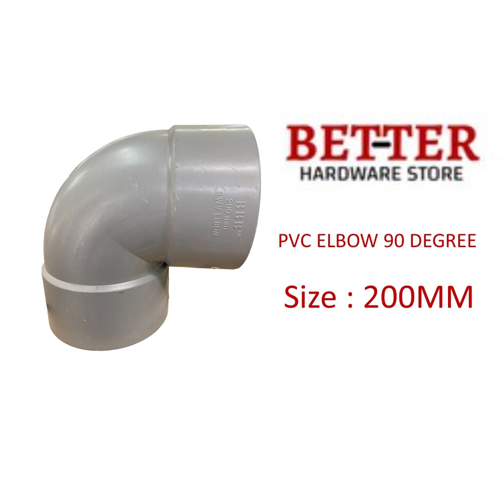 [BBB Brand] PVC Pipe Fitting Paip PVC Connector Socket// Elbow 200MM 8
