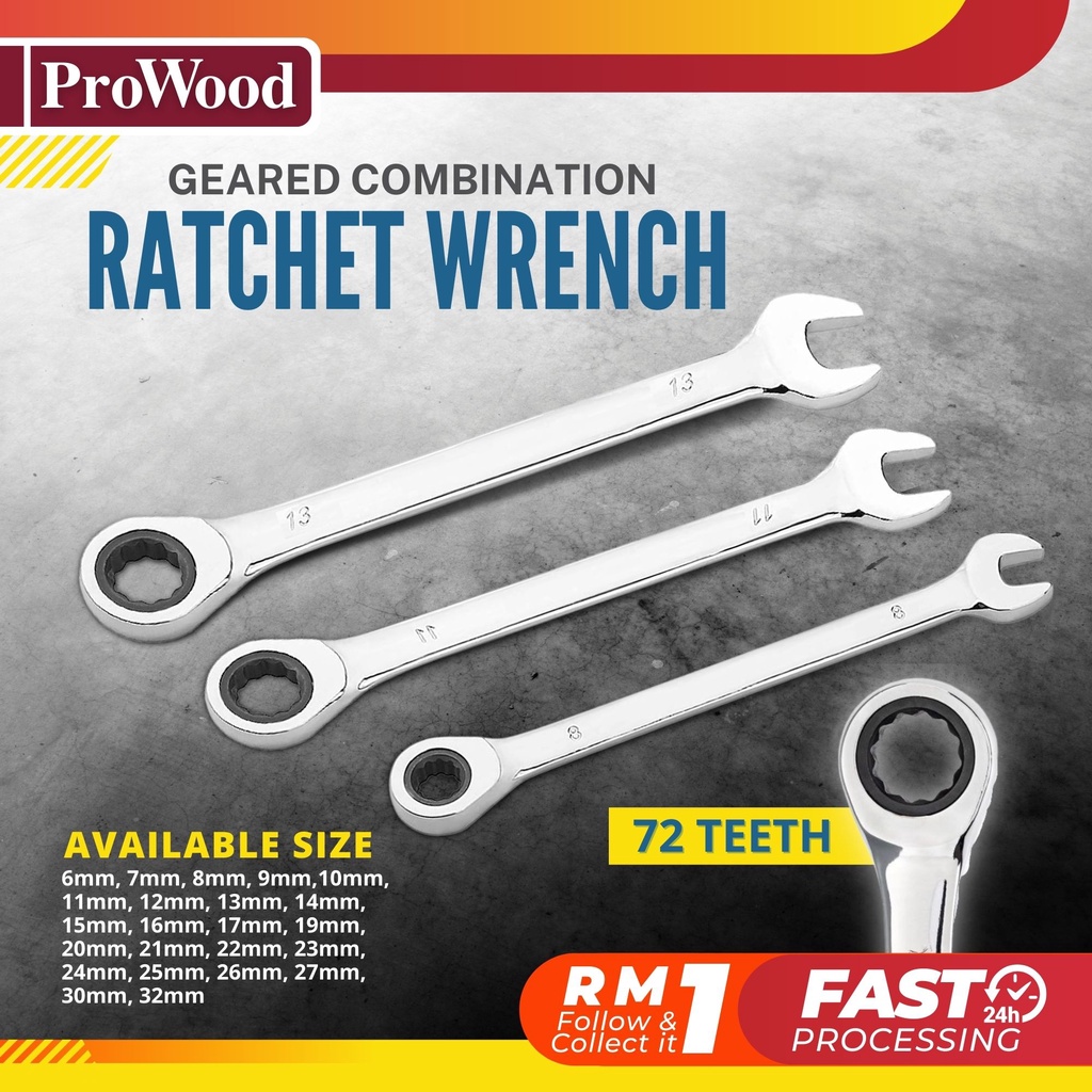 PROWOOD Rachet Wrench Spanner Gear Wrench Combination Spanar Ratchet