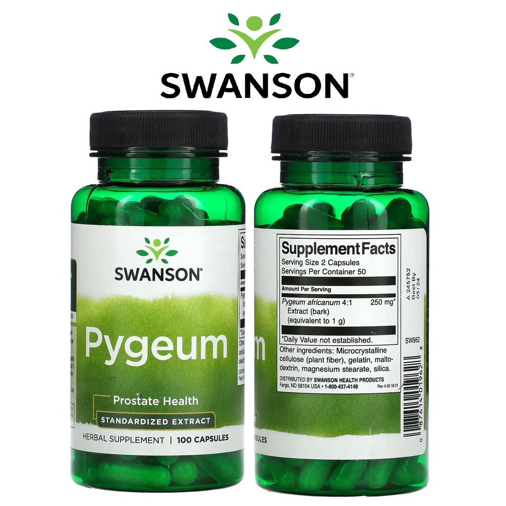 SWANSON PYGEUM 100 CAPSULES – SUPPORT PROSTATE & URINARY TRACT MAINTAIN BLADDER HEALTH STANDARDIZED EXTRACT