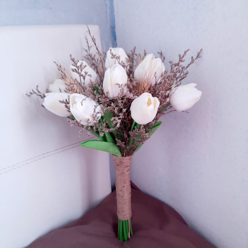 [NEW DESIGN] Bunga tangan kipas tulip murah Bridal bouquet