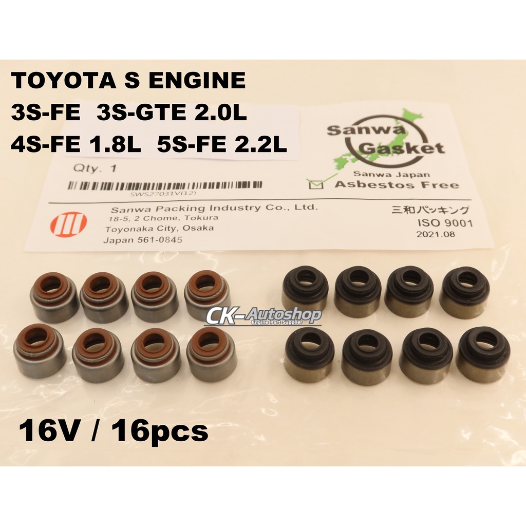 SANWA Japan Viton Valve Seal Toyota 3SFE 3SGTE 2.0L 4SFE 1.8L 5SFE 2