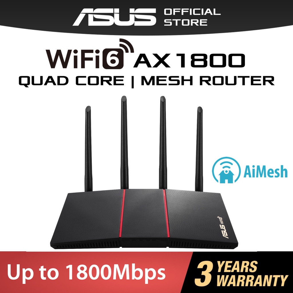 ASUS RT-AX55 WiFi 6 Router Wireless AX1800 Ai Mesh High Power Strong ...