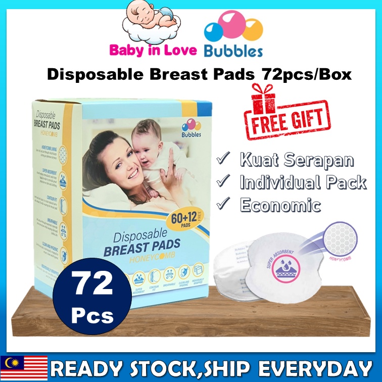 [Pad Susu Ibu] Bubbles Disposable Breast Pad (60 + 12pcs