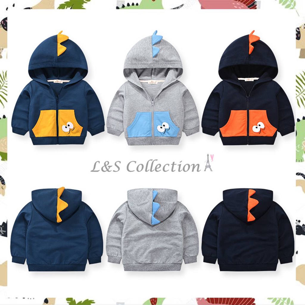 【C109】Kids Hoodie Sweater Jacket Cotton Jacket Cold weather sweaters outer wear Boy Dinosaur sweater Hoodie Jackets