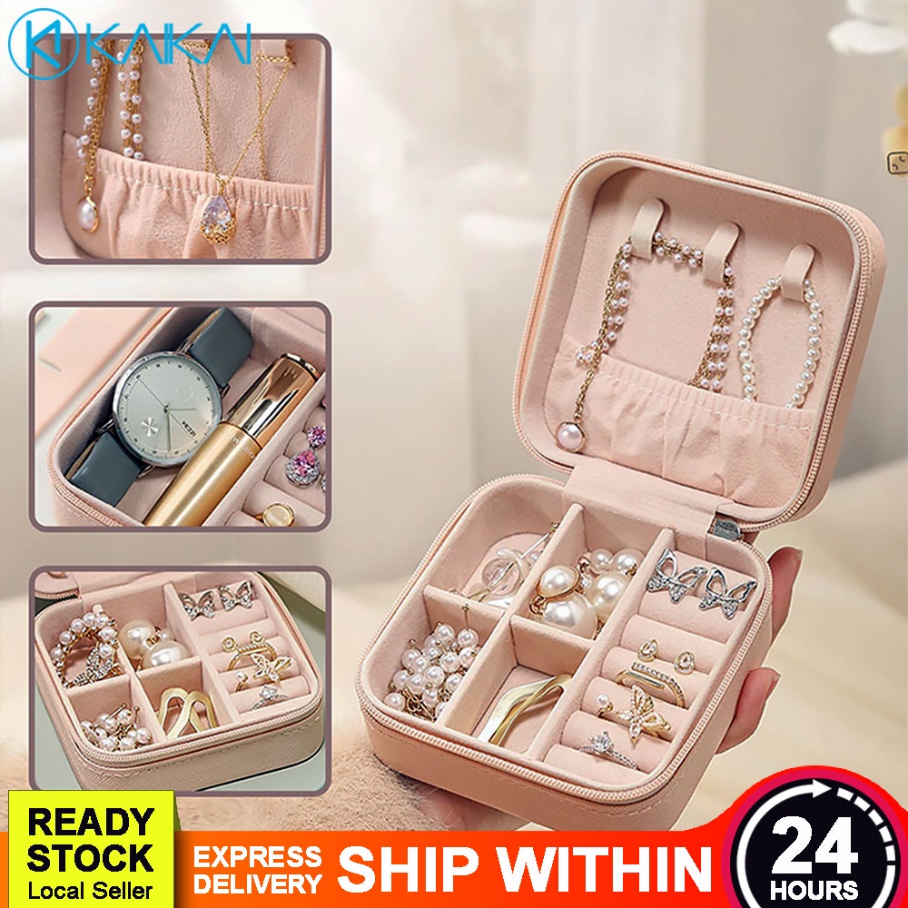 REMOVABLE PARTITION Jewelry Organizer Case Portable Jewellery Storage Box Bracelets Rings Earrings Display Holder