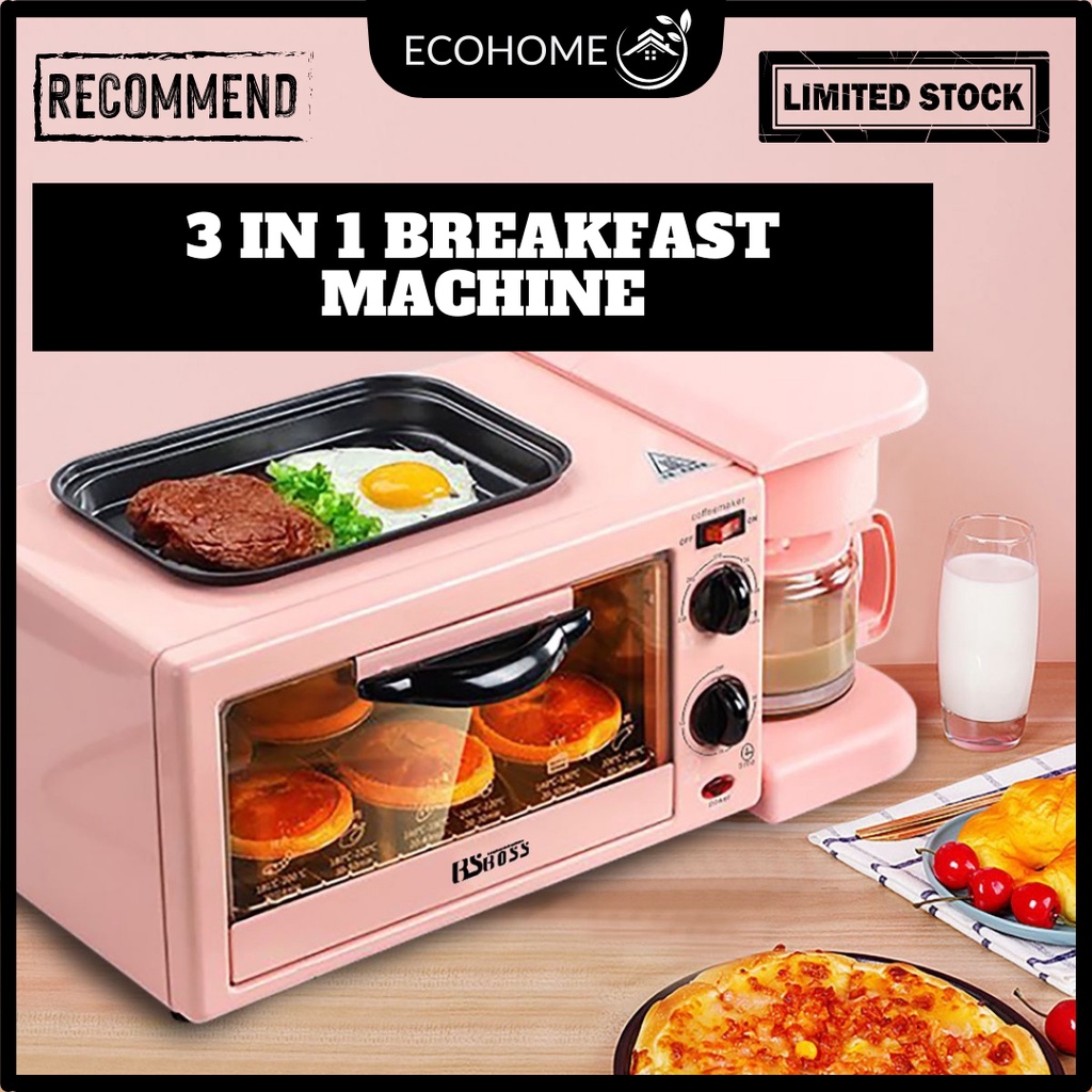 【ECOHOME】 Breakfast Machine 3-IN-1 Multi-Function Oven Electric Oven Breakfast Machine Coffee Maker