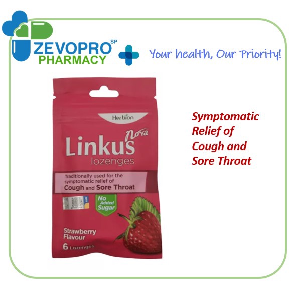 Herbion Linkus Nova Lozenges for Cough & Sore Throat 6'S (Strawberry