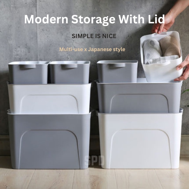 44.5cm Ikea Stackable Large Storage Box With Lid Clothes Storage Organizes Box Muji Container Basket Toys Book Bekas 收纳盒