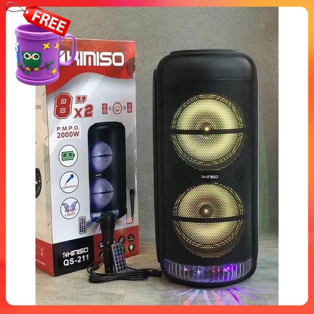 FREE GIFT Kimiso QS-211 Portable Outdoor 8 inch x2  at nch Karaoke Wireless