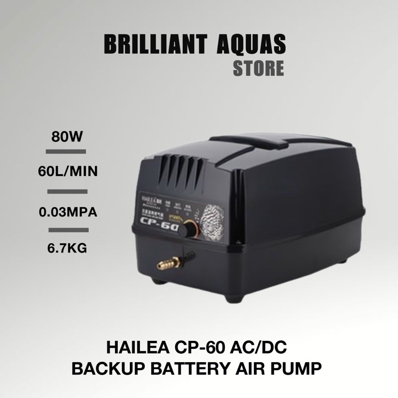 HAILEA CP60 AC/DC Backup Battery Air Pump 60L/Min, 80W Shopee Malaysia
