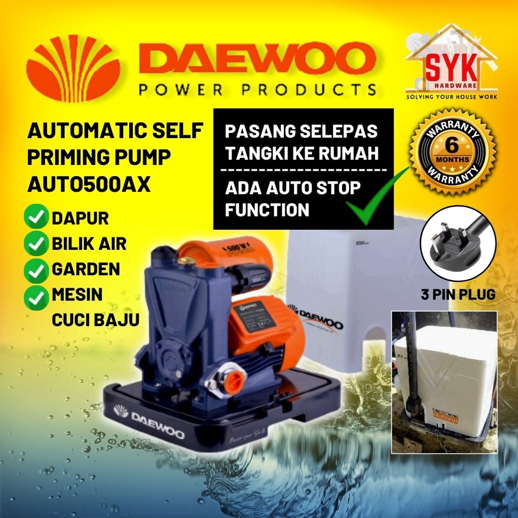 SYK DAEWOO Self Priming Water Pump Automatic Water Pump Home Waterpump Water Pam Air Automatic