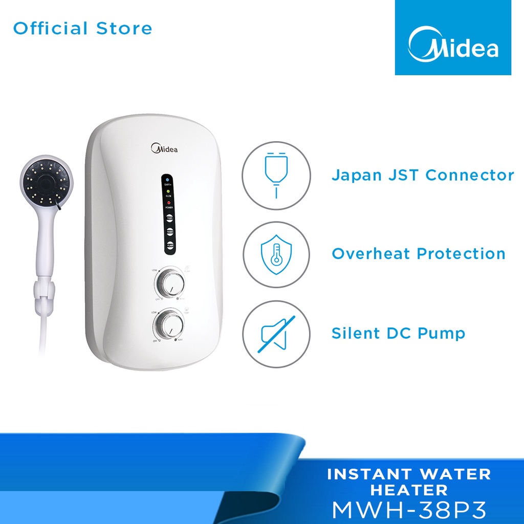 Midea MWH-38P3 Water Heater With DC Silent Pump / MWH-38Q (Non Pump) Instant Water Heater MWH38P3 MWH38Q