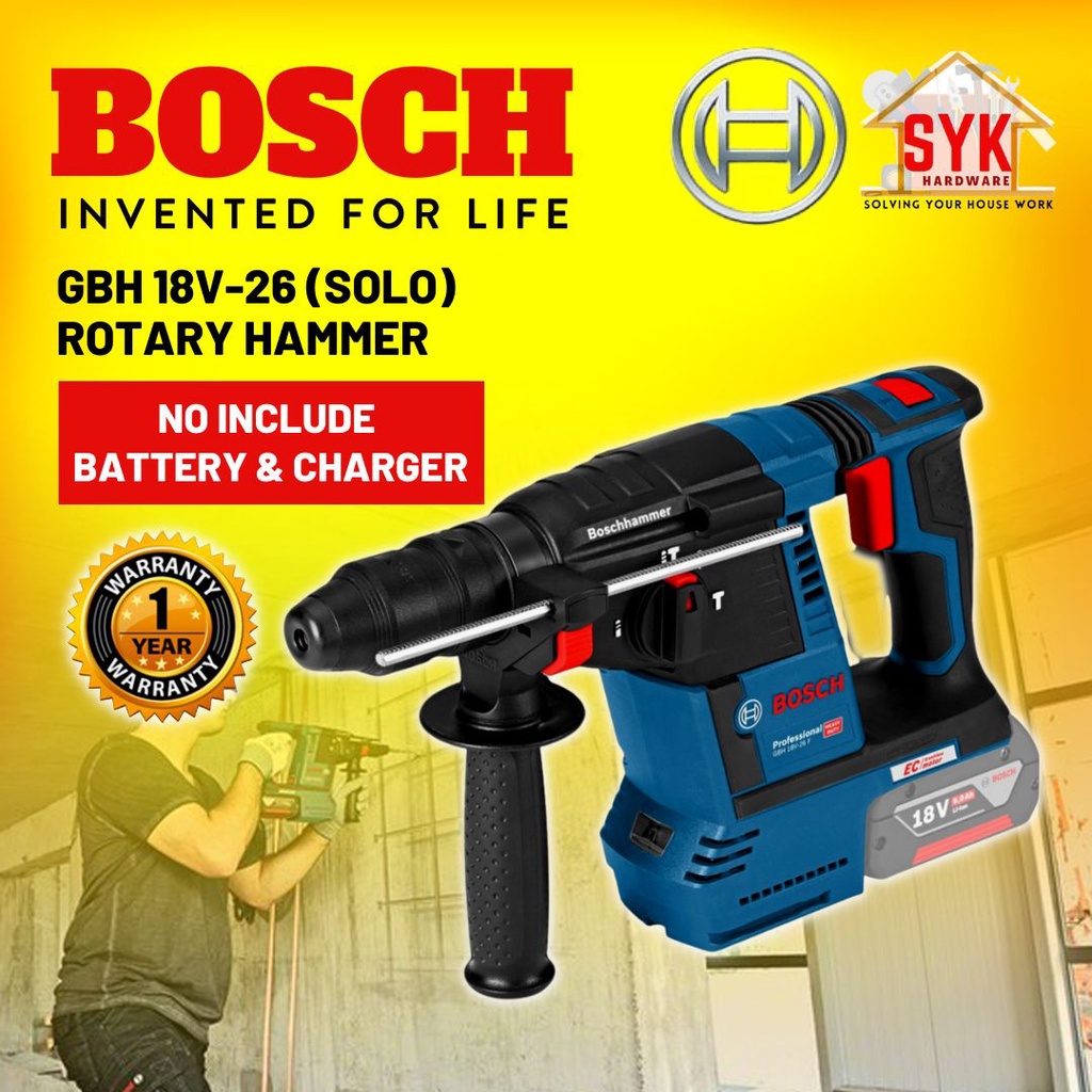 SYK Bosch GBH 18V26 Solo Cordless Rotary Hammer Battery Power Tools