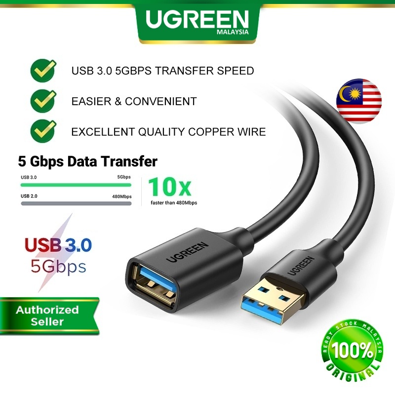 UGREEN USB A 3.0 Extension Cable Type A Male to Female Sync 5 Gbps Data Transfer Pen Drive Hard Drive Keyboard Printer