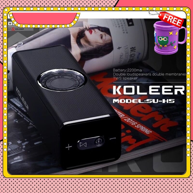 FREE GIFT KOLEER SU-H5 Wireless Bluetooth TWS Portable Speaker / Super Bass / Fm Radio / TF