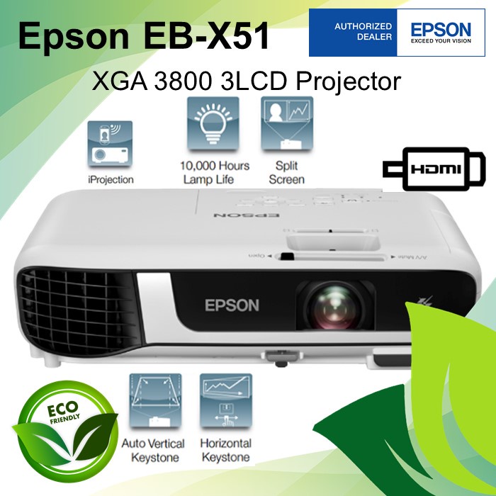 Epson EBX51 XGA 3800 Lumens 3LCD Multimedia Projector Shopee Malaysia