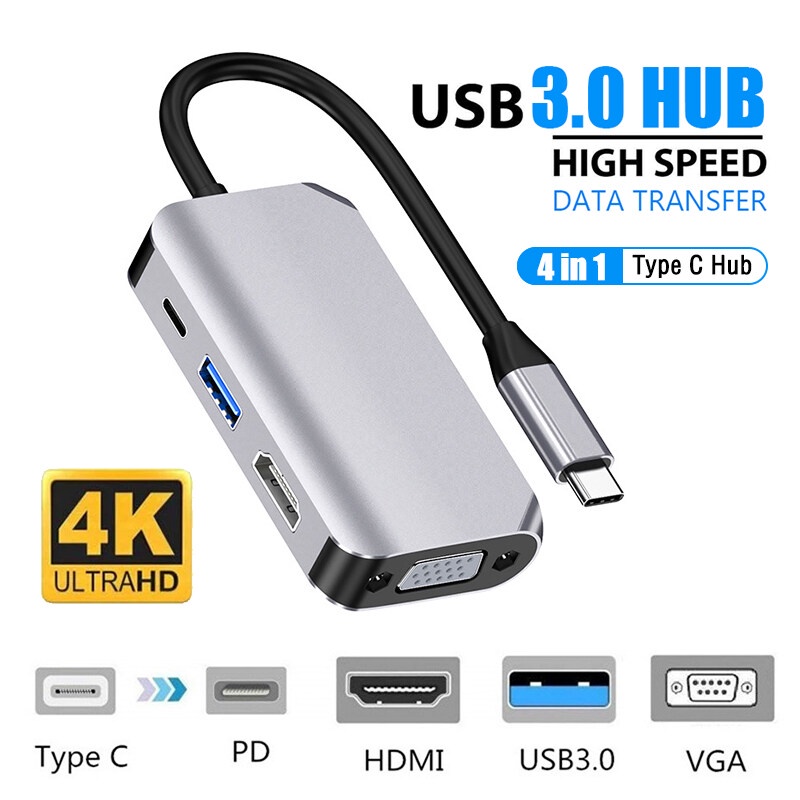 [Local Seller] EXTRA GIFT Usb C Hub Usb C Converter Adapter Type C to HDMI Adapter USB 3.0 HUB Dock For MacBook