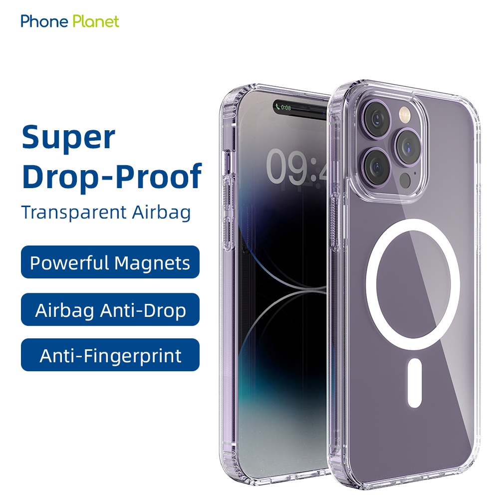 Phone Planet Crystal Shock Proof Magnetic Phone Case Suitable for iphone 15 Pro Max 14 13 12 Transparent Soft TPU Protective Case