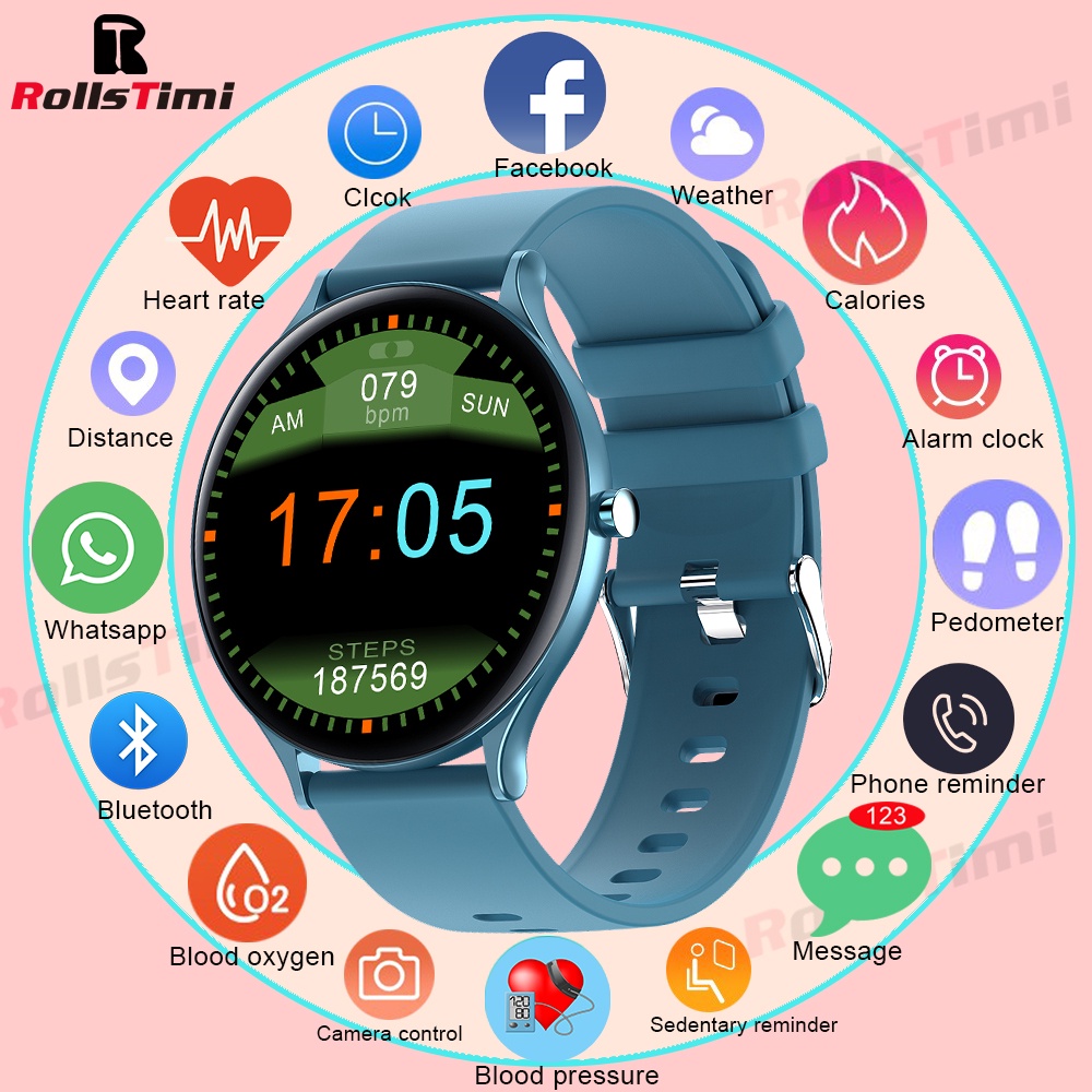 Rollstimi 2021 Women Smart Watch Real time Weather Forecast Activity Tracker Heart Rate Monitor Sports Ladies Smart Watc