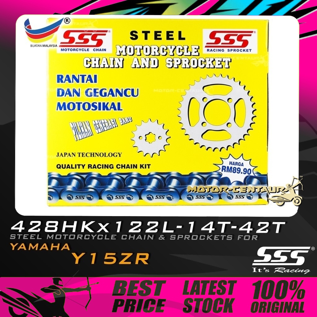 RANTAI DAN SPROCKET SET SSS CHAIN & SPROCKETS 428HK X 122L/14T/42T FOR ...