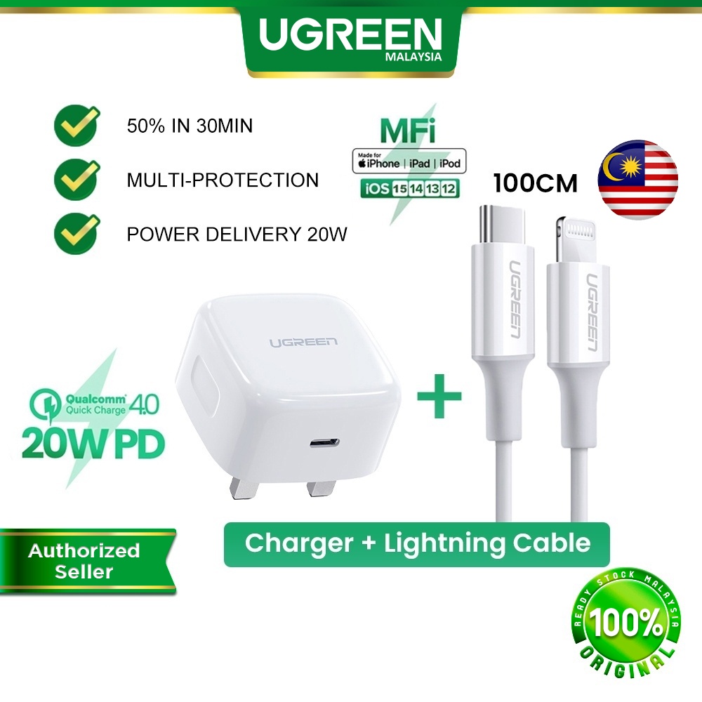 UGREEN 20W PD USB C Type C Quick Charge 4.0 3.0 Charger Type C to Lightning Cable iPhone 14 Pro Max 13 12 11 XR SE MFI