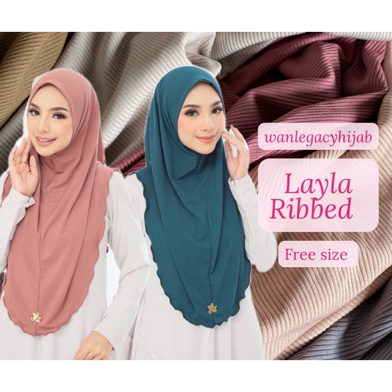 Tudung Sarung Layla pleated /Bawal Instant cotton Ribbed