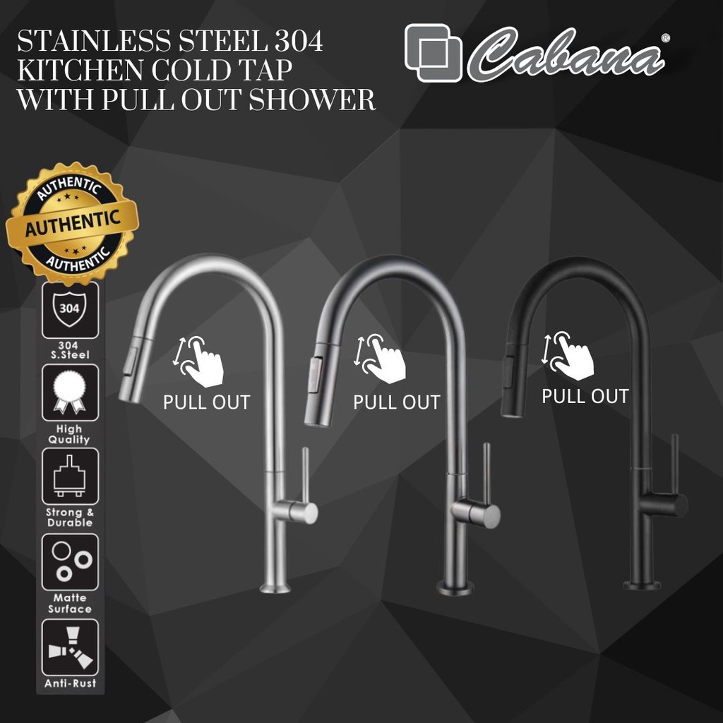 Cabana New Arrivals Stainless Steel Pillar Mounted Kitchen Tap With Pull Out Kitchen Mixer