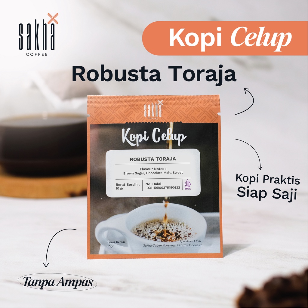 Toraja Robusta Coffee Sachet, Pure Original Sachet, No Dregs and Sugar