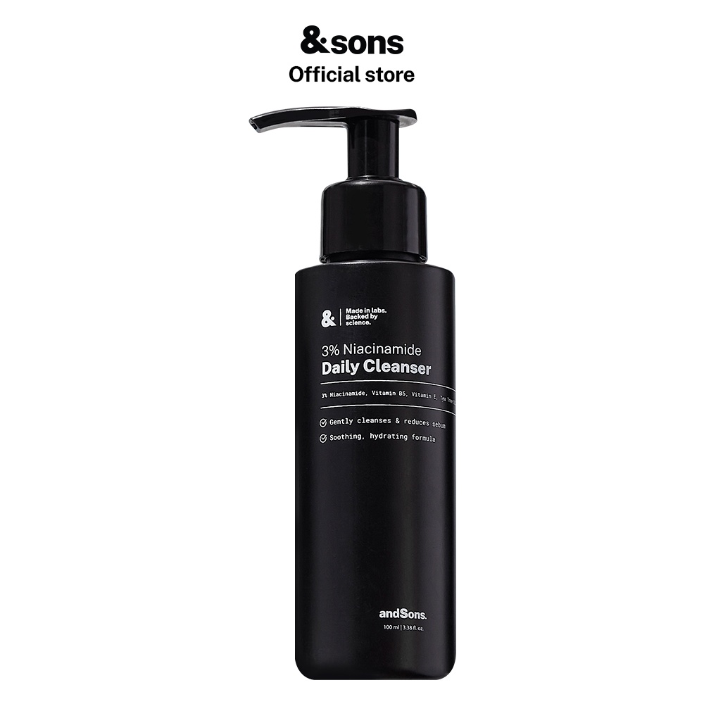 andSons 3 Niacinamide Gentle Soothing Facial Cleanser for Men with Tea Tree Leaf (100ml