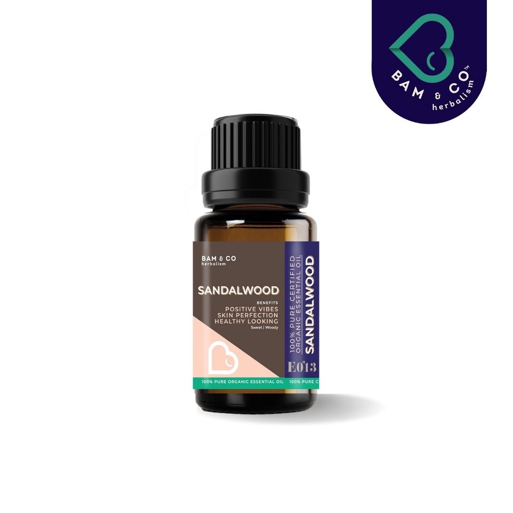 BAM & CO. SANDALWOOD CERTIFIED PURE ORGANIC ESSENTIAL OIL (5ML/10ML)