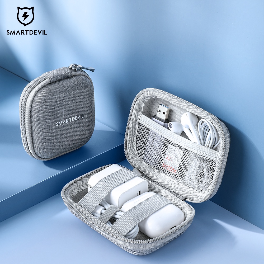 SmartDevil Headphone Organizer Case Data Cable Charger Protector Digital Power Cord Charger Storage Bag